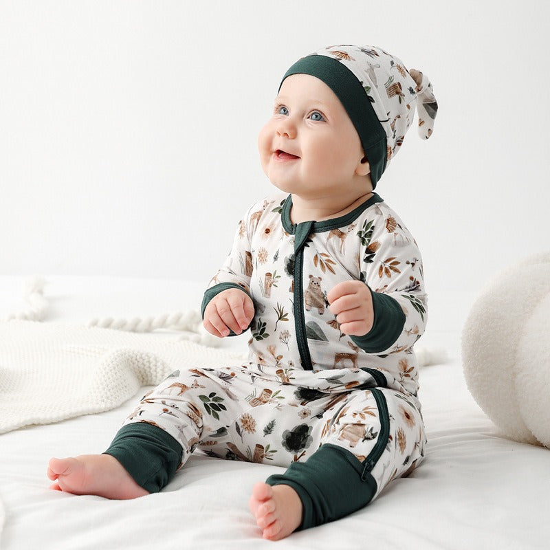 Bamboo jammies One-piece baby bamboo fiber printed crawling suit