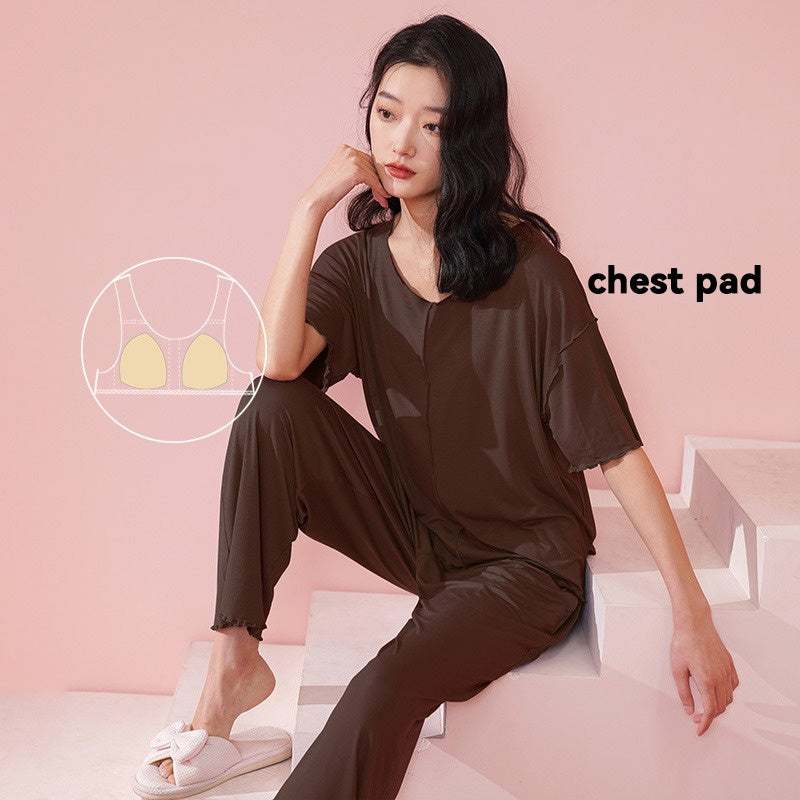 Modal maternity sleepwear with pad