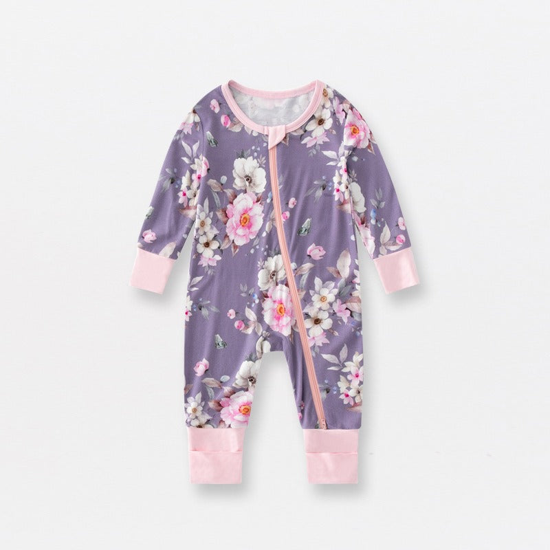 Bamboo jammies One-piece baby bamboo fiber printed crawling suit