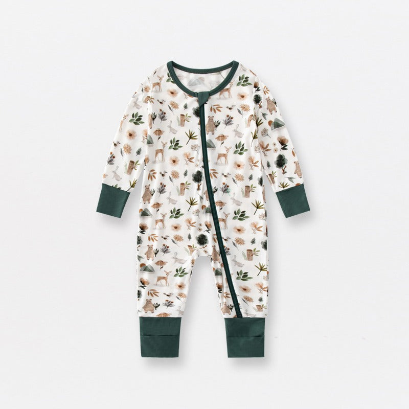 Bamboo jammies One-piece baby bamboo fiber printed crawling suit